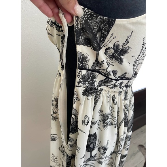 Ann Taylor Loft Butterfly Ivory and Black Lined Sundress Size 2 - Picture 7 of 9